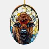 Stained Glass Bison Buffalo Tribal Animal Art Keramisch Ornament (Voorkant)