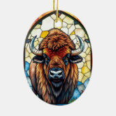 Stained Glass Bison Buffalo Tribal Animal Art Keramisch Ornament (Achterkant)