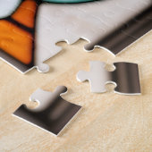 Stained Glass Black and White Cat Jigsaw Puzzle Legpuzzel (Zijkant)