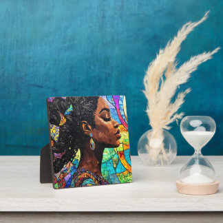 Stained Glass Black Woman Art Mosaic Fotoplaat