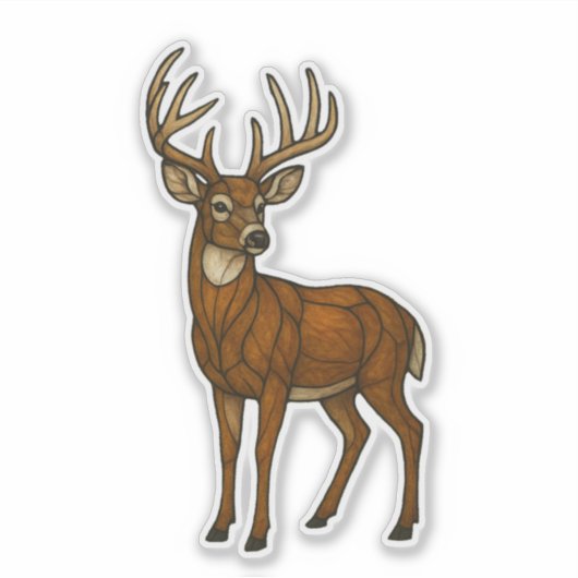Stained Glass Buck Sticker (Voorkant)