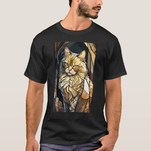 Stained Glass Buff Cat T-shirt (Voorkant)