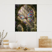 Stained Glass Butterfly Bloom Poster (Keuken)