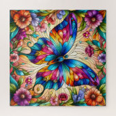 Stained Glass Butterfly Legpuzzel (Horizontaal)