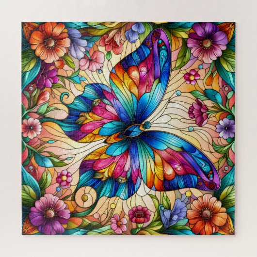 Stained Glass Butterfly Legpuzzel (Horizontaal)