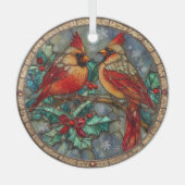 Stained Glass Cardinal Christmas Magic  Glas Ornament (Voorkant)