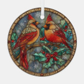 Stained Glass Cardinal Christmas Magic  Glas Ornament (Achterkant)