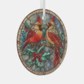 Stained Glass Cardinal Christmas Magic Glas Ornament (Voorkant Rechts)