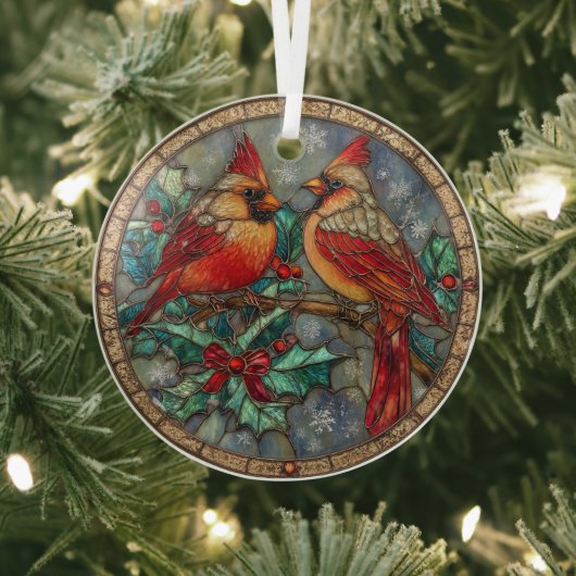 Stained Glass Cardinal Christmas Magic  Glas Ornament (Insitu)