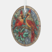 Stained Glass Cardinal Christmas Magic  Glas Ornament (Voorkant links)