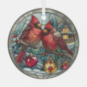 Stained Glass Cardinal Christmas Magic  Glas Ornament (Voorkant)