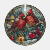 Stained Glass Cardinal Christmas Magic  Glas Ornament (Achterkant)