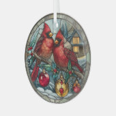Stained Glass Cardinal Christmas Magic  Glas Ornament (Voorkant links)