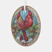 Stained Glass Cardinals on Holly Branch Glas Ornament (Voorkant links)