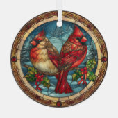 Stained Glass Cardinals on Holly Branch  Glas Ornament (Achterkant)