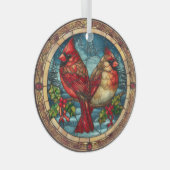 Stained Glass Cardinals on Holly Branch  Glas Ornament (Voorkant Rechts)