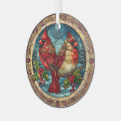 Stained Glass Cardinals on Holly Branch  Glas Ornament (Voorkant links)
