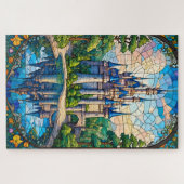 Stained Glass Castle Jigsaw Puzzle Legpuzzel (Horizontaal)
