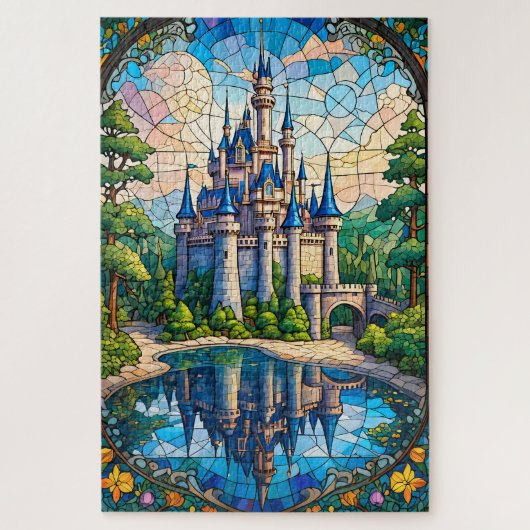 Stained Glass Castle Jigsaw Puzzle Legpuzzel (Verticaal)