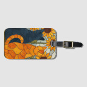 Stained Glass Cats and Sunflowers Art Design Bagagelabel (Voorkant (horizontaal))