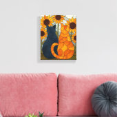 Stained Glass Cats and Sunflowers Art Design Canvas Afdruk (Insitu (Woonkamer))