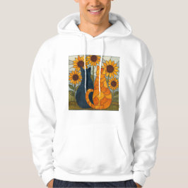 Stained Glass Cats and Sunflowers Art Design Hoodie