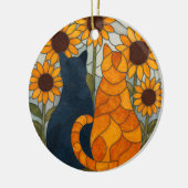 Stained Glass Cats and Sunflowers Art Design Keramisch Ornament (Links)