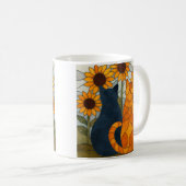 Stained Glass Cats and Sunflowers Art Design Koffiemok (Voorkant rechts)