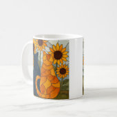 Stained Glass Cats and Sunflowers Art Design Koffiemok (Voorkant links)