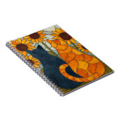 Stained Glass Cats and Sunflowers Art Design Notitieboek (Rechterzijde)