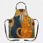 Stained Glass Cats and Sunflowers Art Design Schort (Voorkant)