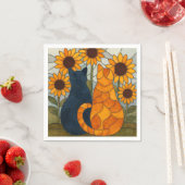 Stained Glass Cats and Sunflowers Art Design Servet (Insitu)