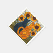 Stained Glass Cats and Sunflowers Art Design Servet (Hoek)