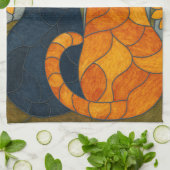 Stained Glass Cats and Sunflowers Art Design Theedoek (Gevouwen)