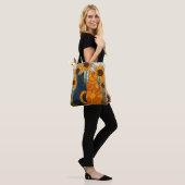 Stained Glass Cats and Sunflowers Art Design Tote Bag (Op model)