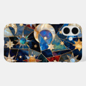 Stained Glass Celestial iPhone Case Moon Stars  (Achterkant (horizontaal))
