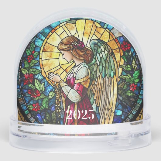 Stained Glass Christmas Angel Sneeuwbol (Achterkant)