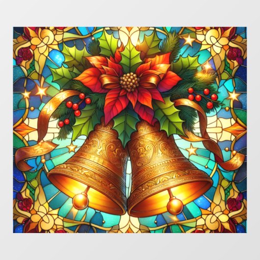 Stained Glass Christmas Bells Window Cling Raamsticker (Vel)