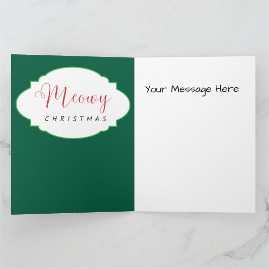 Stained-Glass Christmas Orange Tabby Cat Kaart (Binnen)