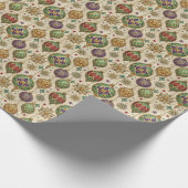 Stained Glass Christmas Ornaments Wrapping Paper Cadeaupapier (Hoek)