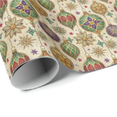 Stained Glass Christmas Ornaments Wrapping Paper Cadeaupapier (Rol Hoek)