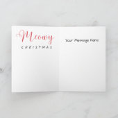 Stained-Glass Christmas Tabby Cat In Pink Cap Feestdagen Kaart (Binnen)