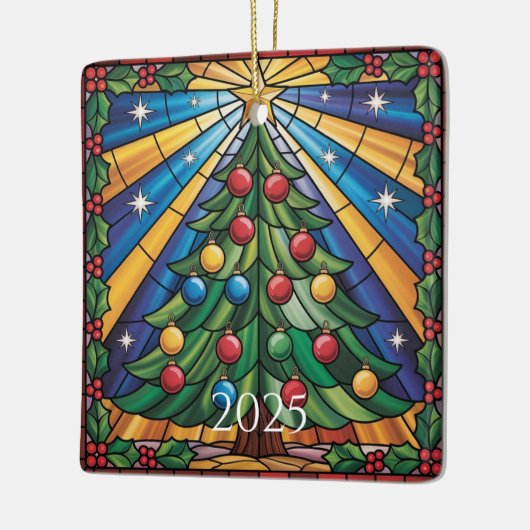 Stained Glass Christmas Tree Design Keramisch Ornament (Links)