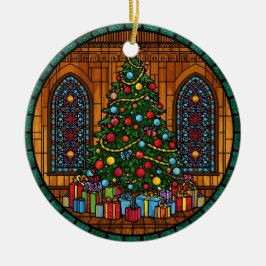 Stained Glass Christmas Tree Magic Keramisch Ornament