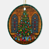 Stained Glass Christmas Tree Magic Keramisch Ornament (Links)