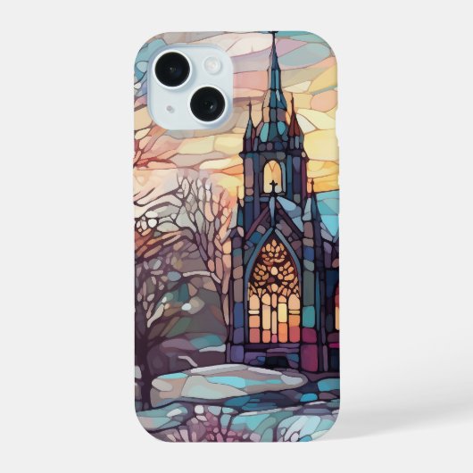 Stained Glass Church iPhone 15 Barely There Case (Achterkant)