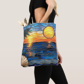 Stained Glass Coastal Sunset Tote Bag (Dichtbij)
