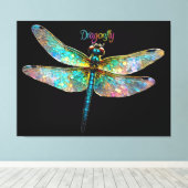 Stained Glass Colorful Dragonfly Canvas Afdruk (Insitu (Houten vloer))