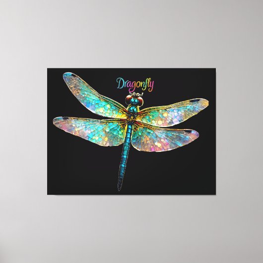 Stained Glass Colorful Dragonfly Canvas Afdruk (Voorkant)