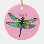 Stained Glass Colorful Dragonfly Keramisch Ornament (Voorkant)